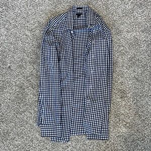 Men's jcrew Thompson, button-down shirt, XL stretch, wrinkle free navy and white